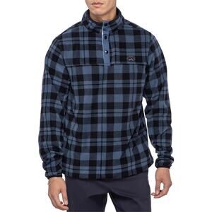 686 Mens Tioga Plaid Cozy Snap Fleece Pullover Shirt Jacket Shacket L Orion Blue